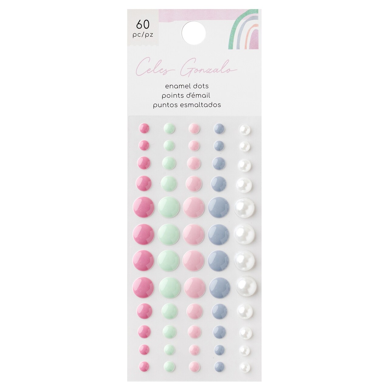 American Crafts Rainbow Avenue Enamel Dots 60/Pkg-Iridescent Glitter
